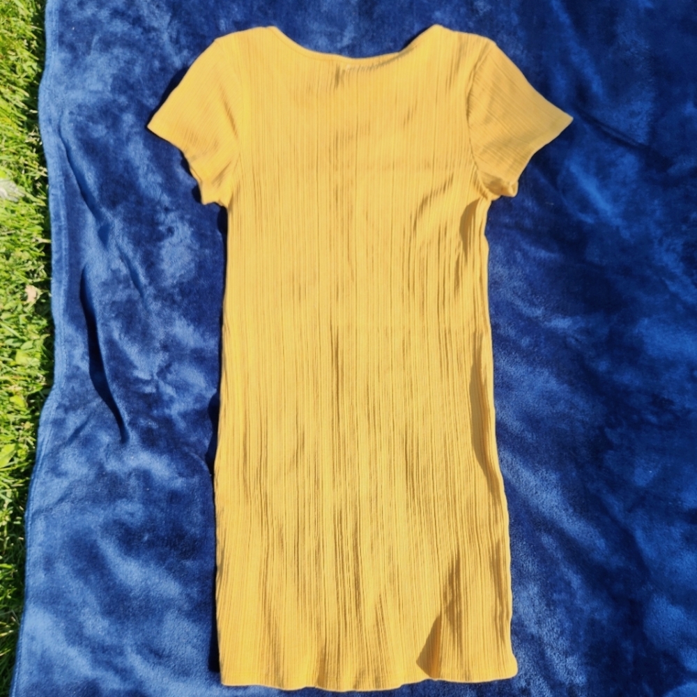 Guilty Yellow Bodycon Button Up Mini Dress - Picture 3 of 3